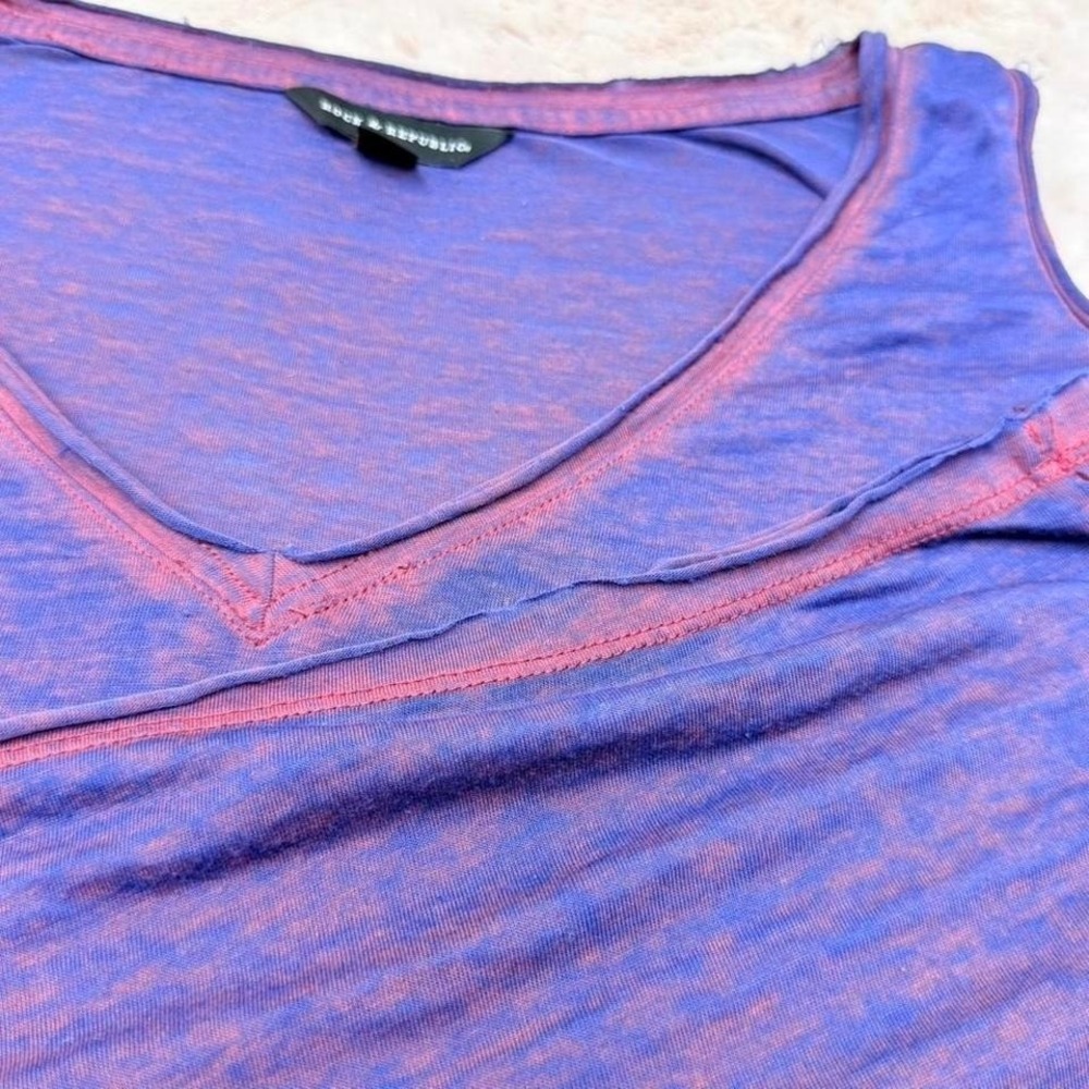 Rock Republic Purple Burnout Cold Shoulder Tee Soft Grunge Womens L - Picture 4 of 6